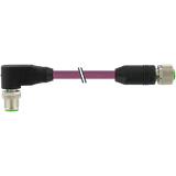 M12 male 90° / M12 female 0° A-cod. PUR AWG24+22 vt4.5m