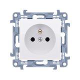 Single socket outlet with earthing, 16A, white