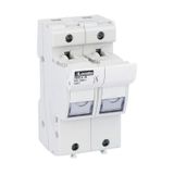 Fuse holder UL recognized and CSA certified, for 14X51mm fuses. 50A rated current at 690VAC, 1P+N. Without status indicator. 2 modules