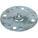 Fixing plate D 100mm St/tZn with M8 threaded bolt w. 4 fixing bores