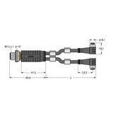 2-Way Splitter Y-Splitter with Cable, Male M12 × 1 - 2x Female Ø 8 mm   VBRS4.4-2PKW3S-2/2/TXL