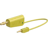 Measuring lead with (2 mm lamella plug, straight) to (4 mm lamella plug, straight), 0.15 m, green/yellow, PVC, 0.5 mm², 64.1060-01520