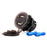 Waterproof phone charger with digital voltometer 2xUSB 12/24V MOD-06