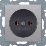 Socket outlet without earthing contact, Q.1/Q.3, alu velvety, lacquere