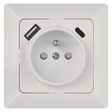 EMOS Built-in socket A6000.4 1xround 250V/16A + USB A + USB C IP20 white