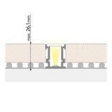 Step-on aluminum profile BK, 21x26 mm, White diffuser, complete, 1 m