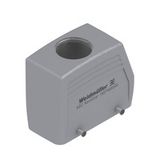 HDC enclosures, Size: 6, Protection degree: IP65, in plugged condition, Plug housing, Cable entry from top, Cable entry from side, Side-locking clamp on lower side, high, Size of cable entries: M 32
