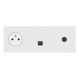 Art d'Arnould universe Epure 2P+E power socket, RJ45 socket and television socket - satin white