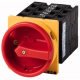 T3-5-8346/EA/SVB Main switch, T3, 32 A, flush mounting, 5 contact unit(s), 10-pole, Emergency switching off function, With red rotary handle and yellow locking ring