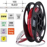 LED strip SMD2835 EWW, 60LED/m, 4,8W/m, DC 24V, 370lm/m, CRI90, IP67, 10mm, 50m