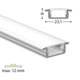 Built-in aluminum profile VP, 23x8 mm including White diffuser, 2 m