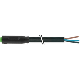 M8 female 0° A-cod. snap-in with cable PUR 4x0.25 bk +drag ch. 40.0m