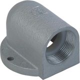 Flanged elbow 90° zinc diecasting Pg21 Hammergrey enamel BxHxT = 60x60x40 mm