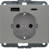 WCD RA, USB A + USB C (PD), Berker K.5 stainless steel