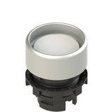 Spring-return white booted pushbutton