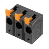 Printed circuit board terminals, 15.00 mm, Number of poles: 3, 90°, Solder pin length (l): 5 mm, black, PUSH IN with actuator, Clamping range, max. : 16 mm², Box