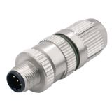Field attachable connector, M12