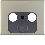 Centre pl. f. aerial socket 2- a. 3-hole, Arsys, stainl. steel, metal