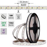 LED strip SMD3528FM 180LED/m IP67 DC 24V 10mm white PCB strip 5m food - meat