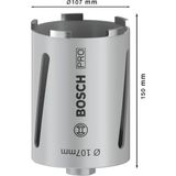 Diamond dry core cutter G 1/2" 107 mm, 150 mm, 6 segments, 7 mm