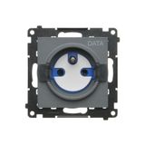 DATA single socket outlet with socket access element, module, 16A, quick connection, graphite mat