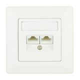 Data Outlet 2xRJ45 unshielded Cat.5e, 80x80mm,angled,RAL9010