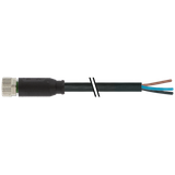 M8 female 0° A-cod. with cable PVC 3x0.34 bk UL/CSA 10m