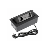 Furniture socket SOFT, 2xSHUKO, USB A+С, cable 1.5 m, black