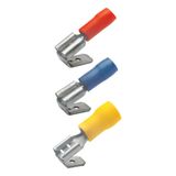 Insulated flat plug sleeve, 6.3 x 0.8 mm, 1.5 to 2.5 mm², AWG 16 to 14, brass, tin-plated, blue, 730AZ