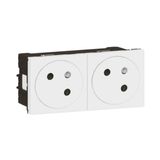 2P+T Surface Mosaic Link 4-Module Side Connection Dual Socket - White