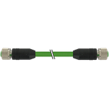 M12 female 0° / M12 female 0° D-cod. shielded PUR 1x4xAWG22 gn 5m