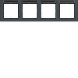 Cover frame 4-way horizontal, text field, A.1, anthracite