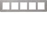 Frame 5gang, stainless Steel brushed, horizontal