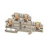 Multi-tier modular terminal, PUSH IN, dark beige, 4 mm², 1000 V, Numbe