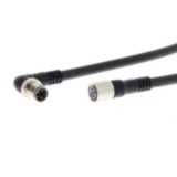 Cable with connectors on both cable ends, M8 straight socket (female), M8 right-angle plug (male), 4-poles, PVC robot cable, IP67, 5 m XS3W0009M