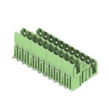 PCB plug-in connector, male header, Dovetails for fixing blocks, THT solder connection, 5.08 mm, Number of poles: 22, 90°, Solder pin length (l): 3.2 mm, tinned, Pale green, Box