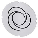 Inscription plate for illuminated pushbutton, round, milky with black font, with graphic symbol: automatic sequence