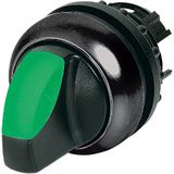 M22S-WRLK3-G Illuminated selector switch actuator, RMQ-Titan, With thumb-grip, maintained, 3 positions, green, Bezel: black