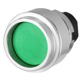 Push-button with extended guard, flush-mount, momentary, green