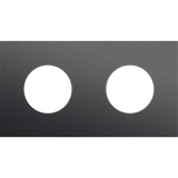 Twofold faceplate, 71 mm centre distance, for 2 socket outlets, Niko Rocker and Niko Toggle, alu black brushed