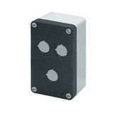 Aluminium push-button enclosure M10 85x140x65, 3 holes Ø 22, without cable entry