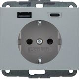 WCD RA, USB A + USB C (PD), berker K.5 aluminium