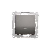 Two-way switch with LED illumination without pictogram, (module), 16AX, Screw, anthracite, metalic