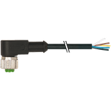 M12 female 90° A-cod. with cable PVC 5x0.34 bk UL/CSA 4m