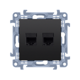 Double IT socket RJ45 category 6, black matt