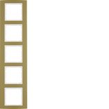 Frame 5gang, B.3, al. gold/p. white matt, al. anodised