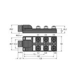 Passive actuator/sensor junction box, M12 x 1 6-port, with male M23 for incoming line   TB-6M12-5-CS19H