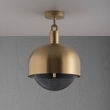 FORKED CEILING / LINEAR / SHADE / GLOBE / SMOKED / LARGE / BRASS