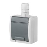 FAMATEL ATLAS SCHUKO socket with M20 outlet on plaster 16A 230V IP65 gray