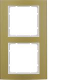 Frame 2gang, B.3, al. gold/p. white matt, al. anodised